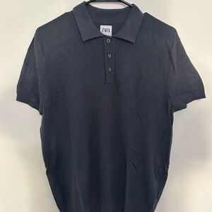 Zara Men's Charcoal Polo Shirt